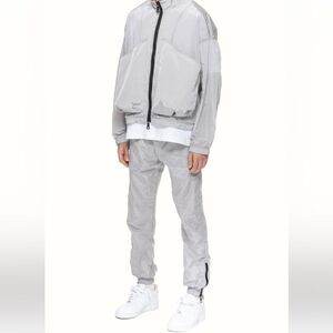 Cole Buxton Nylon Track‎ Pants Silver Metallic Size Large